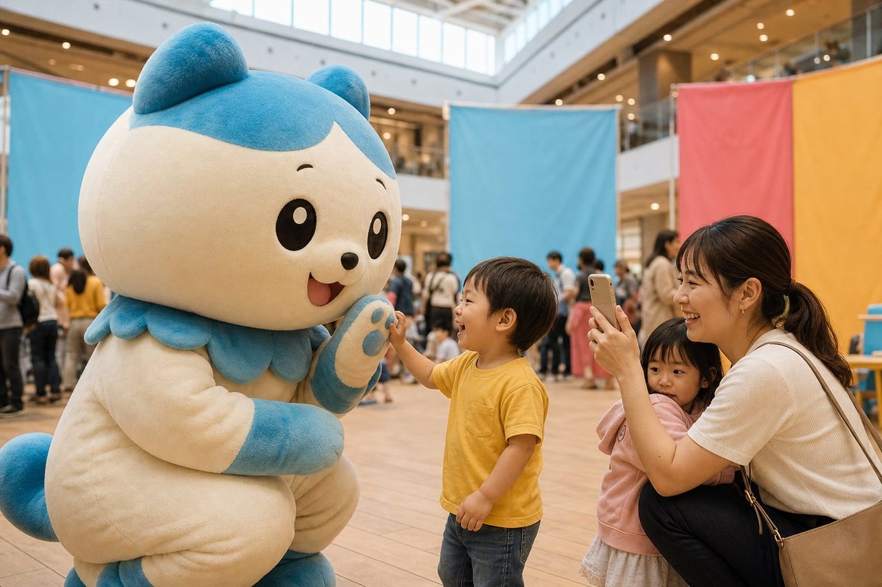 着ぐるみキャラクターとして子どもたちとグリーティング